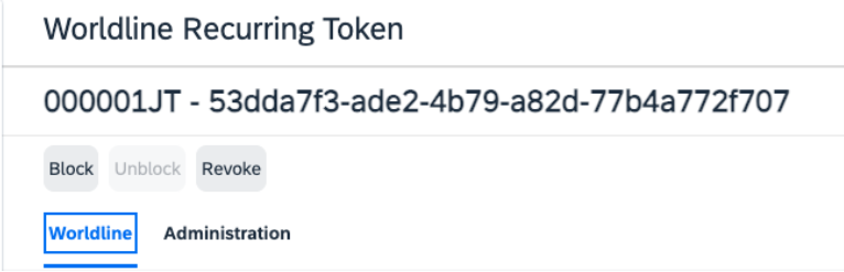 Screenshot of managing recurring tokens in backoffice